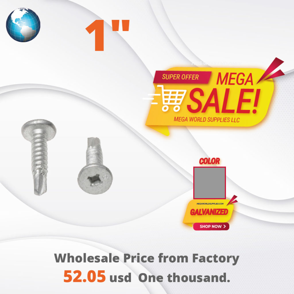 Screws Pancake Head Screw 12 x 1″ Drill Tip, (Without Nylon washer M/W